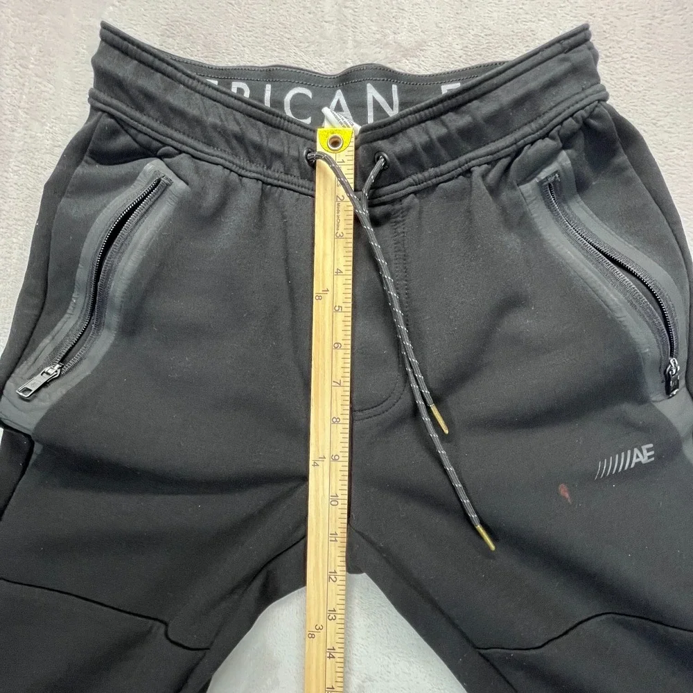 American Eagle Outfitters Jogger Pants Mens XS Black Logo Stretch Performance